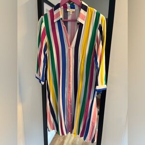 Prelude Colorful Striped Button Down Dress